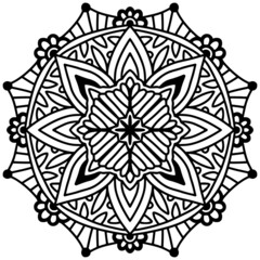 Ethnic Mandala ornament. Coloring book page - 480253790