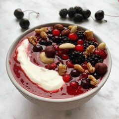 fit smoothie with berries, yogurt and nuts
