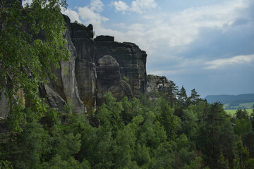Fototapeta na wymiar rocks in saxon switzerland surrounded by forest