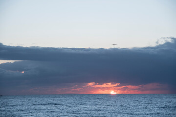Warm winter sunrise on the Mediterranean Sea