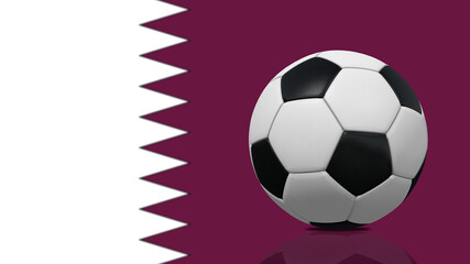 Realistic soccer ball on Qatar flag background