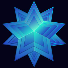 Obraz premium Blue Star. Stylized geometric star. Gradient