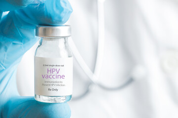 HPV vaccine. Vaccination, immunization, treatment that prevent infection by certain types of human papillomavirus. Healthcare And Medical concept.	