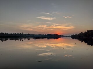 sunset over lake