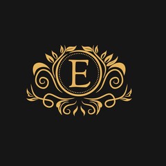 Vector logo luxury design template in trendy linear style. Luxury, hotel, fashion, beauty and jewelry emblem, sign, business symbol.