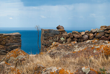 ancient ruins rocks and sea 