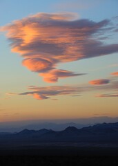 Late afternoon lenticular clouds, Providence Mountains, Mojave Desert, California, USA
