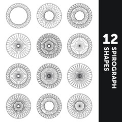 Spirograph Circles Set. Circle Borders on Separate Layer.