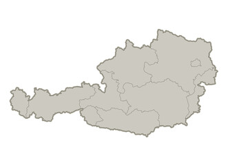 Austria map, individual regions, blank