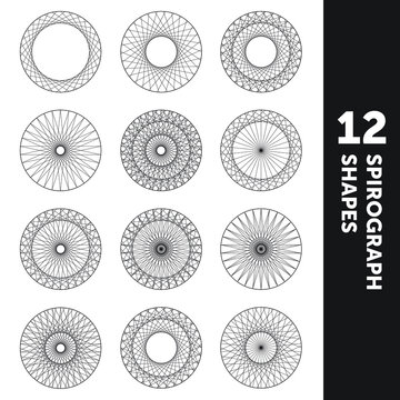 Spirograph Circles Set. Circle Borders on Separate Layer.