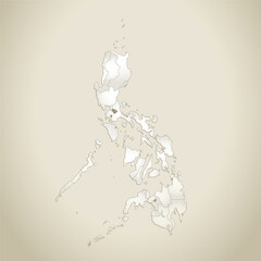 Obraz premium Philippines map, administrative division, old paper background, blank