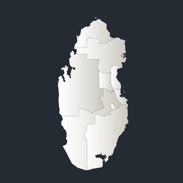 Qatar map, Infographics flat design colors snow white, individual regions, blank