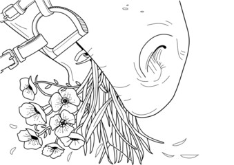  Coloring Book for children and adults 2. Colouring pictures with horse head.  Romantic concept. Zen art style illustration.