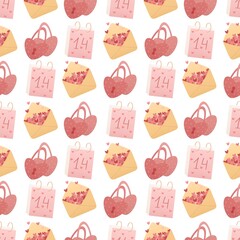 cute pattern for valentines day - locks, calendars and envelopes for lovers