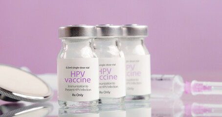 HPV vaccine. Vaccination, immunization, treatment that prevent infection by certain types of human papillomavirus. Healthcare And Medical concept.	