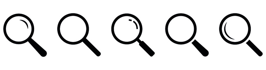 Magnifying glass icons collection. Search line icon. Vector illustration isolated on a white background. Editable Stroke