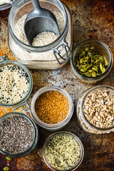 Tray of assorted seeds