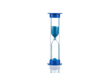 Plastic hourglass isolated on a white background.