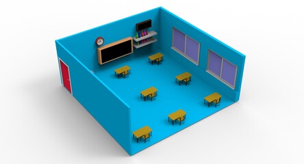 3d illustration of the cartoon classroom

