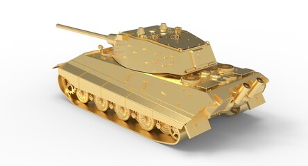 3d illustration of the golden tank 
