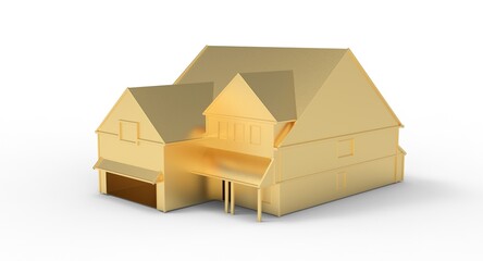 3d illustration of the golden house
