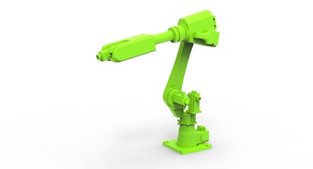 3d illustration of the green robotic arm
