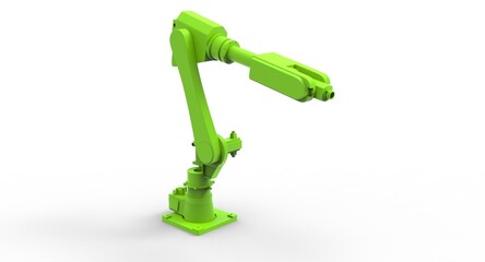3d illustration of the green robotic arm
