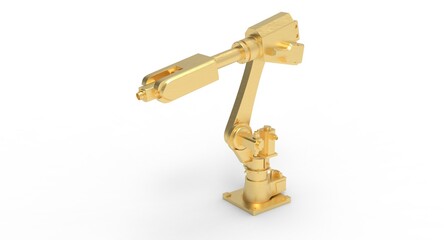 3d illustration of the golden robotic arm
