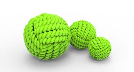 3d illustration of the green cotton ball

