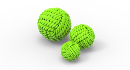 3d illustration of the green cotton ball

