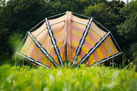 abandoned old carousel in old amusement park in berlin spreepark lost place