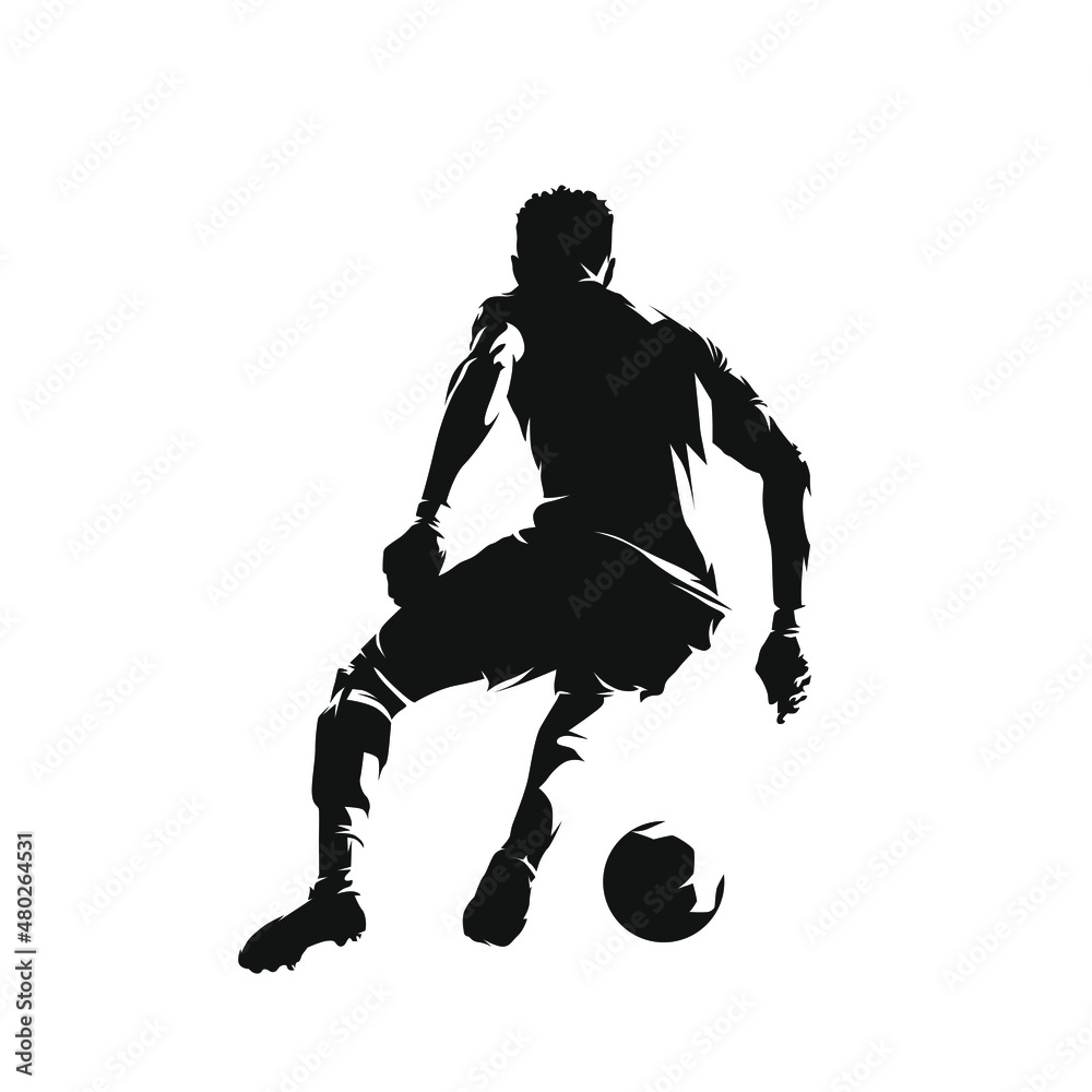 Wall mural soccer player with ball, isolated low polygonal vector illustration