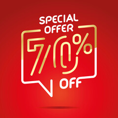 70 % off sale special offer isolated gold white red modern line design sticker label icon