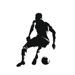 Fototapeta na wymiar Soccer player with ball, isolated low polygonal vector illustration