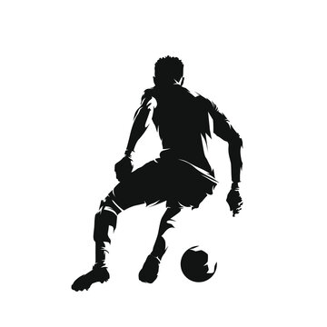 recommend clip art: Soccer player with ball, isolated low polygonal vector illustration