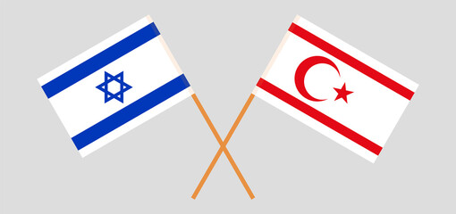 Crossed flags of Israel and Northern Cyprus. Official colors. Correct proportion