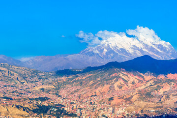 Aerial perspective on La Paz in Bolivia