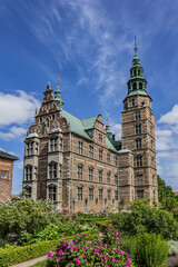 Architectural details of Medieval Rosenborg Castle. Rosenborg Castle built by one of the most famous Scandinavian kings Christian IV, in the early 17th century. Copenhagen, Zealand, Denmark.