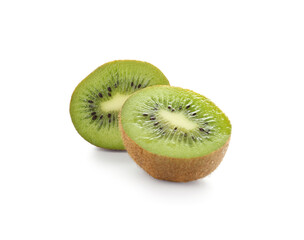 Fresh cut kiwi on white background