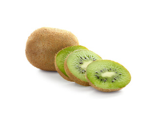 Fresh ripe kiwi on white background