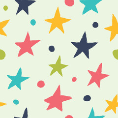 Seamless background with stars. Drawn with a dry brush and ink.