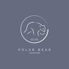 polar bear line style logo template design for brand or company and other