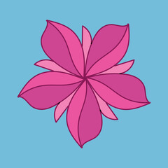 Red-pink flower in abstract style on beige background