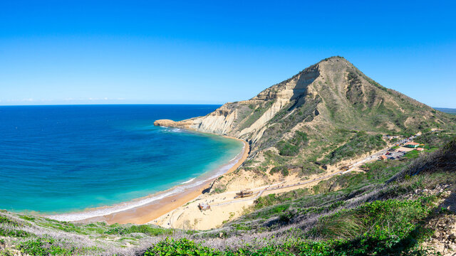 Panoramic view of a caribbean beach from a mountain