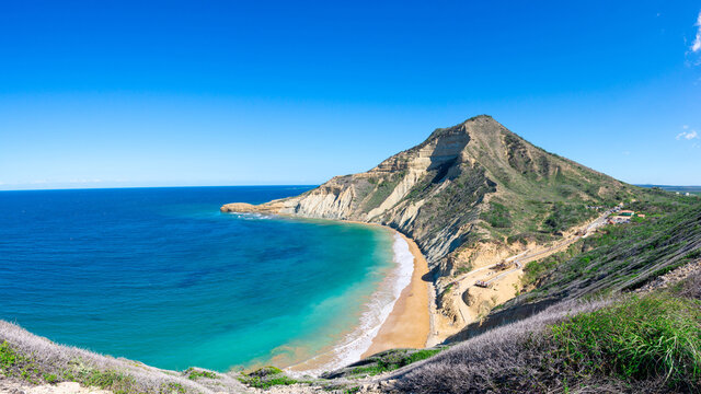 Panoramic view of a caribbean beach from a mountain