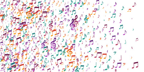 Music note icons vector pattern. Melody recording