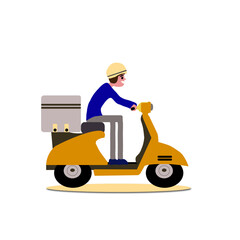 Delivery boy ride scooter delivery service , Order, Fast Shipping, Flat Line Art Vector