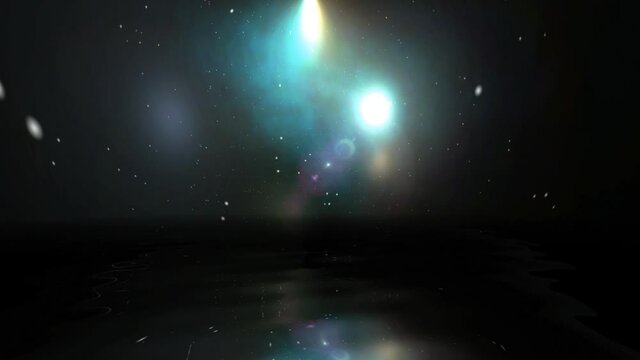 Space Universe With Stars And Galaxies reflected in water