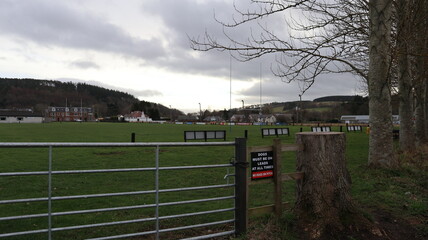 Fototapeta premium Small rugby club with pitch in a rural setting