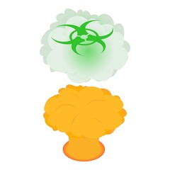 Nuclear explosion icon isometric vector. Atomic bomb explosion, radioactive cloud. Mushroom cloud, nuclear war, apocalypse